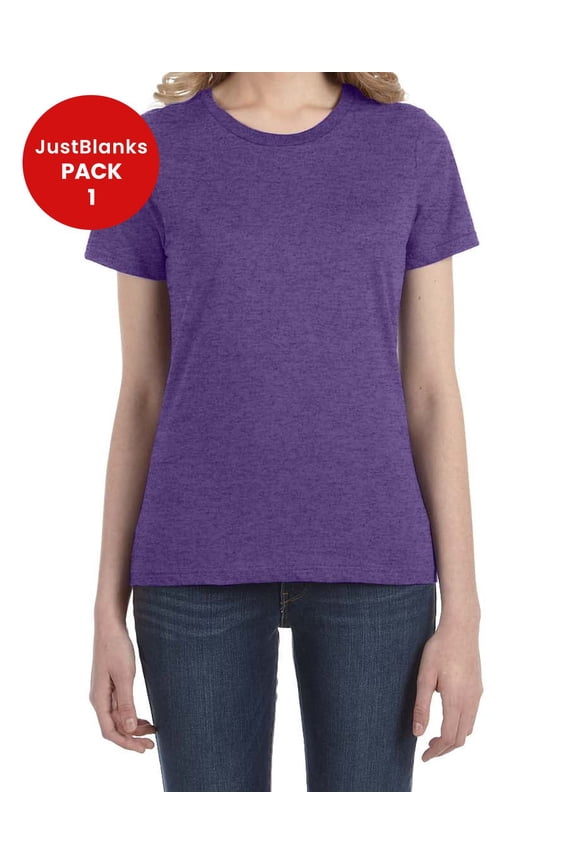 Ladies 100 Combed Ring Spun Cotton T Shirt Seamed Collar Shoulder to Shoulder Tape
