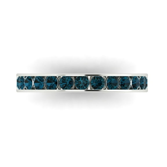 0.39 ctw Wedding Band for Women - 14K White Gold Natural London Blue Topaz Stackable Eternity Ring