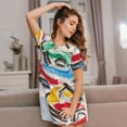 thumbnail image 3 of Sikiie Colorful Abstract Bumper Cars Print Women's Short-sleeved Nightdress, Round Neck Pullover Nightdress Pajamas Summer Home Wear, 3 of 6