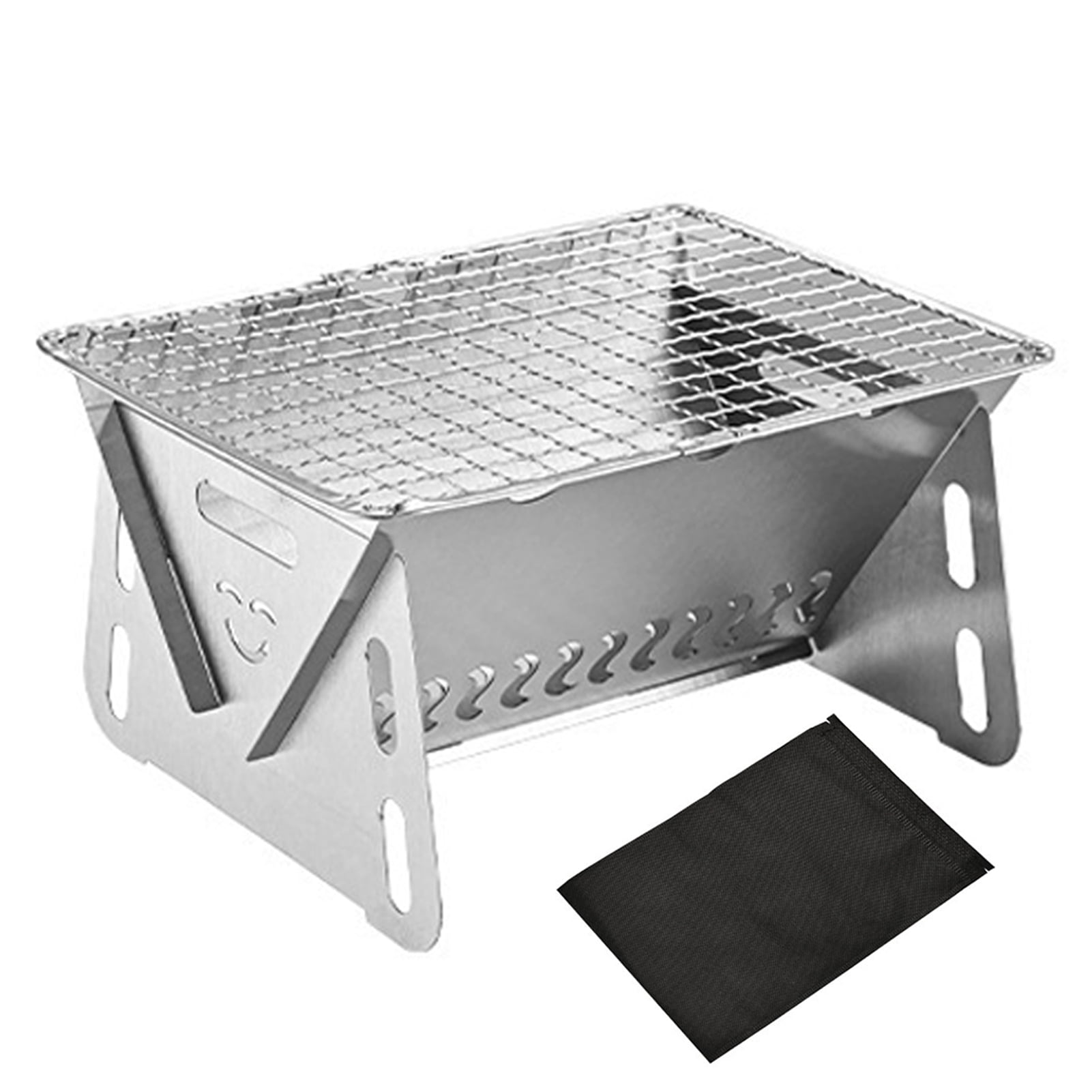 ASKMZ Portable Charcoal Stove Folding Campfire Rustproof Resistant Hollow Design Outdoor Indoor Barbeque