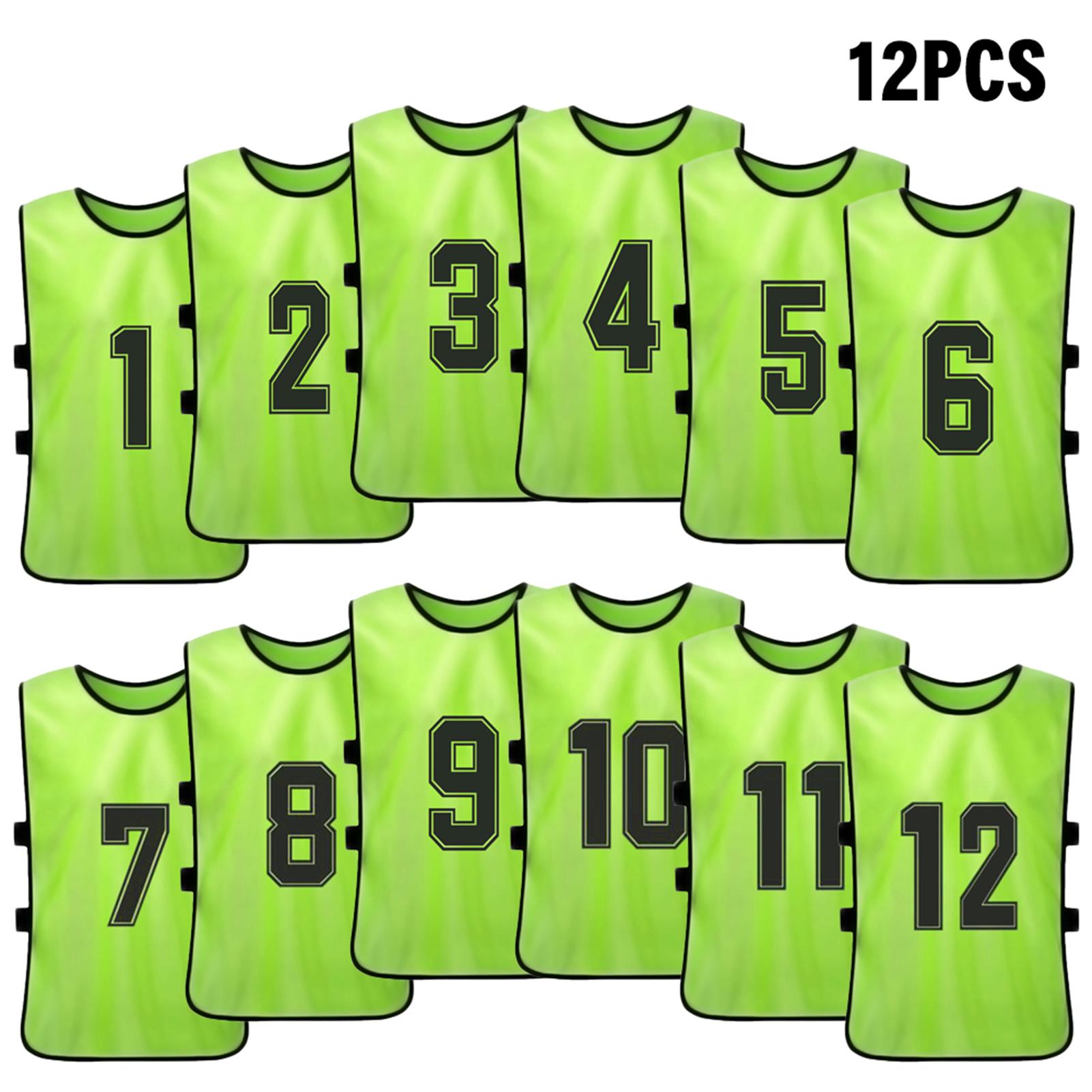 Details About 12pcs Adult Training Vest Practice Pinnies Free Size Fit For Football Basketball Team Sports Soccer Training Aids Soccer Equipment