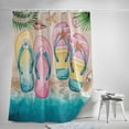 thumbnail image 5 of Shower Curtains for Bathroom-60"x72",Summer Beach Flip Flops Waterproof Bath Curtain Grommet Shower Curtain Set with Hooks,Tropical Nautical Shell Starfish Washable Bath Accessories, 5 of 7