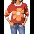 thumbnail image 1 of Suéter de Punto de Halloween para Mujer, Cuello Redondo, Estampado de Calabaza, Larga, Informal, Holgado, Top Corto Naranja XL, 1 of 10