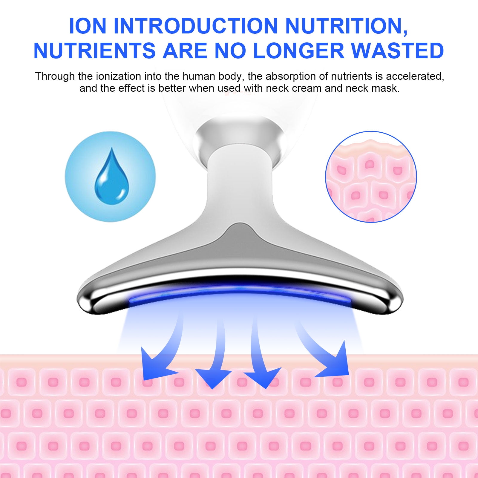 Neck Beauty Device,Face Neck Massager for Warming Lift,Skin Rejuvenation and Firming Lines,Clean/EMS/Heat/Sonic-Vibration Functions (White)