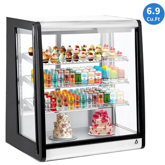 Garvee Commercial Countertop Refrigerator Display Case Merchandiser,6.9 Cu.Ft./196L Pastry Display Refrigerator with Interior LED Lighting,Rear Sliding Door,Black