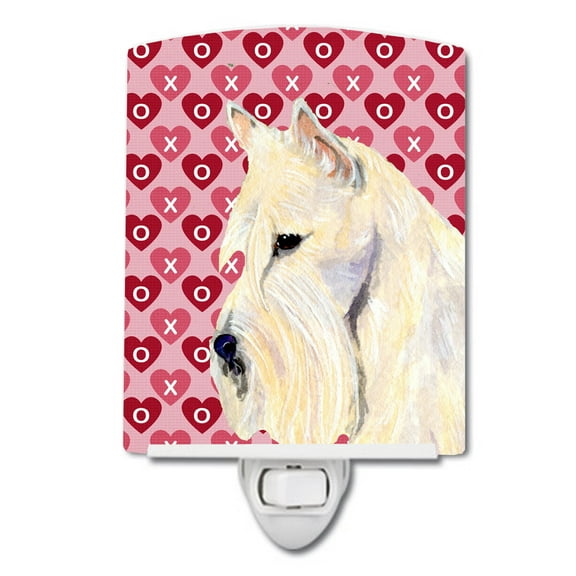 Caroline's Treasures SS4530CNL Scottish Terrier Hearts Love Valentine's Day Portrait Ceramic Night Light, 6x4x3",