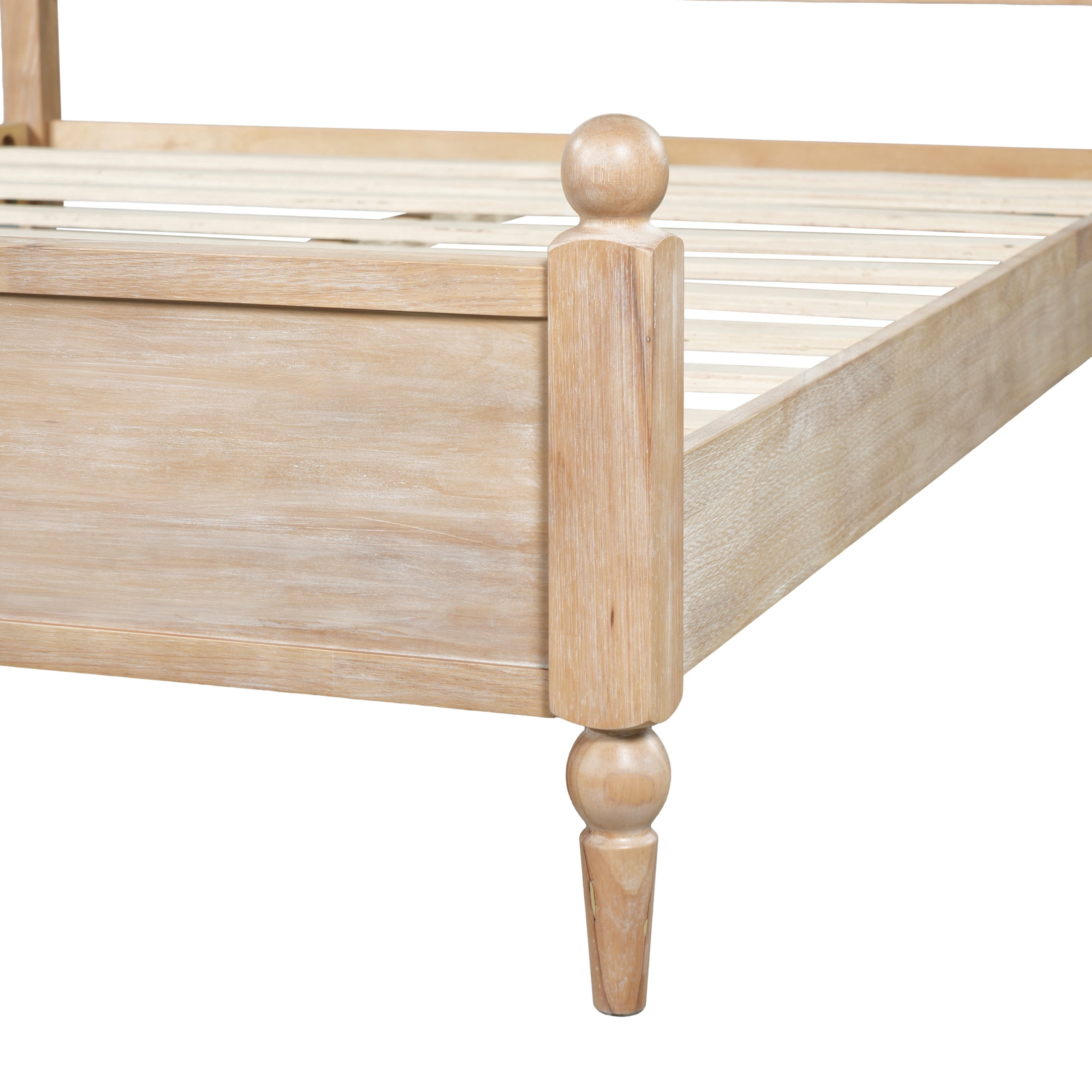 Christopher Knight Home Traditional Wood Bed Frame with Spindle Upholstered Headboard, King Size, Natural