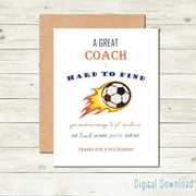 Great Coach Appreciation Card – "A Great Coach is Hard to Find" Soccer Design – Thank You Greeting for Coaches – Envelope Included, Blank Inside