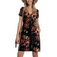 thumbnail image 2 of XXLvision Womens Wrap V Neck Short Sleeve Floral Vacation Mini Dress, 2 of 4