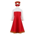 thumbnail image 2 of YONGHS Russian Girls Traditional Costume Puff Sleeve Princess Party Dress with Headpiece Red 5-6, 2 of 7