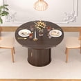 thumbnail image 7 of 47"-63" Extendable Round Dining Table for 4–8 with Storage, Mid Century Modern Farmhouse Wood Oval Dinner Table with Pedestal Base for Kitchen, Living Room (Coffee Brown), 7 of 7