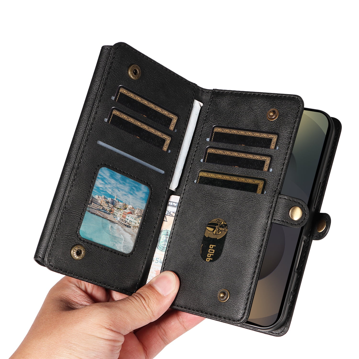 TECH CIRCLE Crossbody Phone Case for Galaxy S25 Ultra with Flip Wallet, RFID Blocking, Compatible with Wireless Charging, PU Leather Heavy-Duty Protective Fold Stand Case, Black
