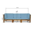 thumbnail image 4 of Noble House Brava Outdoor Modular Acacia Wood Sofa with Cushions Teak and Blue, 4 of 8