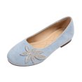 thumbnail image 2 of Willtoo Slip On Flats for Women Round Toe Low Cut Rhinestone Floral Shoes Faux Suede Lightweight Shoes Non Slip Rubber Sole Daily Casual Footwear, 2 of 5