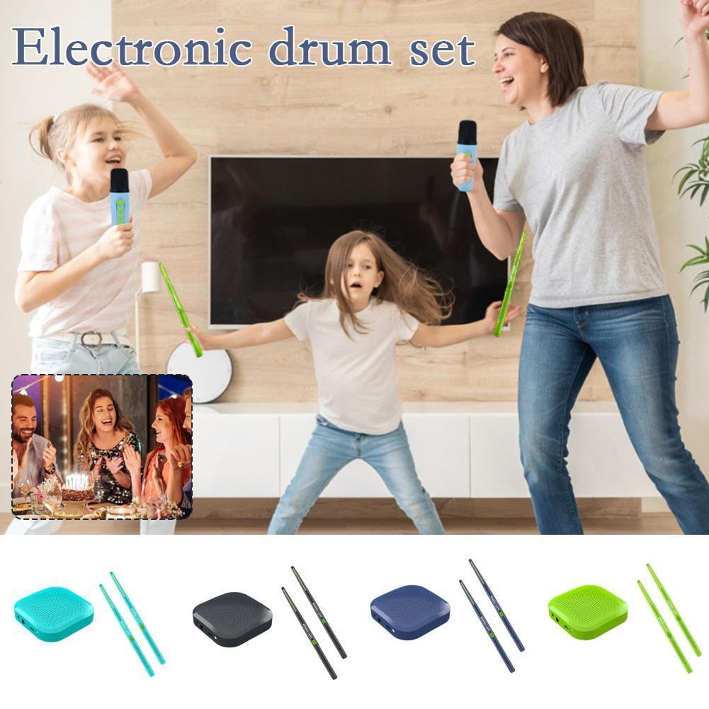 Portable Electronic Air Drum Kit for Kids with Smartphone Connectivity Adjustable Sound and Soft Sticks