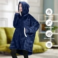 thumbnail image 5 of Wearable Blanket Hoodie for Adults Long Sherpa Oversized Sweatshirt Blanket with Pockets (Dark Navy), 5 of 7