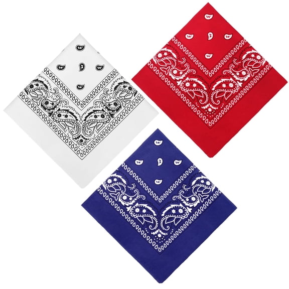 Red White and Blue Bandanas Bulk, Patriotic Paisley Bandana Pack, Red White Blue Bandana Set for Independence Day, Parade, Party, Cowboy Scarf, Headband, Neck Wrap Accessories