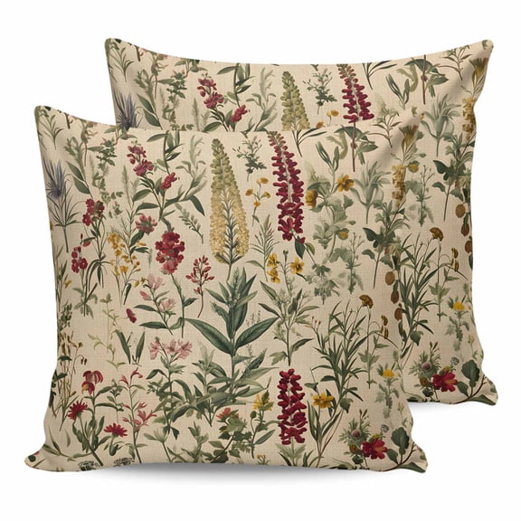 26x26 Pillow Covers Set of 2, Rustic Botanical Throw Pillow Covers Decorative Couch Cushion Case, Vintage Floral Wildflower Microfiber Square Pillowcases for Bedroom Car Living Room