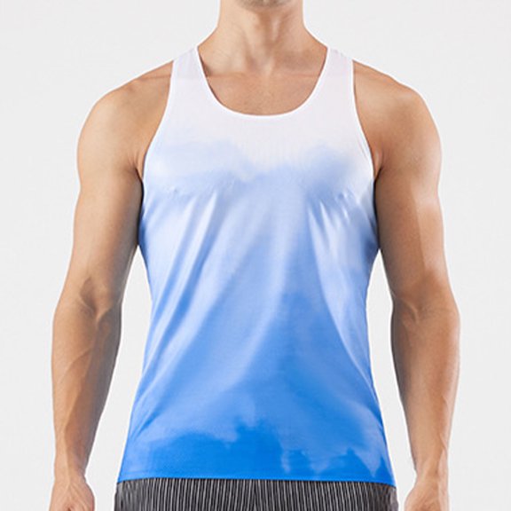 Yaoyar Mens Breathable Performance Athletic Wear, Moisture Wicking Stretch Workout Training Layer, Casual Gym Shirt for Ventilated Muscle Tee,Light Blue,M