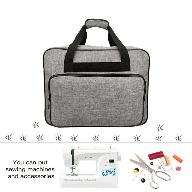 Gray Sewing Machine Carrying Case, Universal Tote Travel Bag Compatible  with Most Standard Machines (18 x 10 x 12 In)