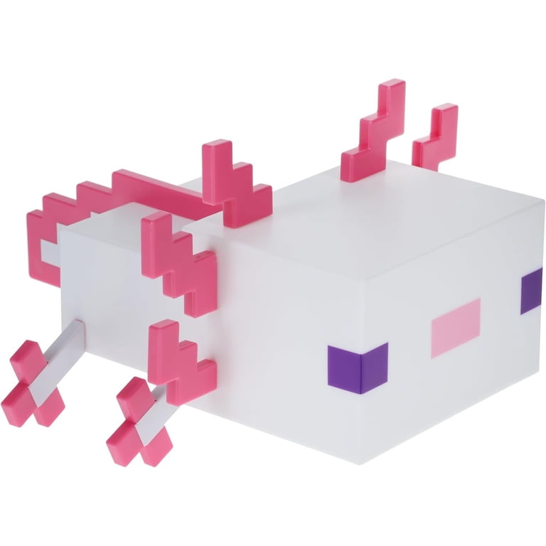 Paladone Minecraft Axolotl Light, Pixelated Game Room Mood Lamp, 5