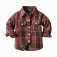 thumbnail image 3 of YIWULA Toddler Boy Girl Fall Flannel Shirt Kid Baby Long Sleeve Button Down Plaid Shirts(7-8 Years,Brick Red), 3 of 5