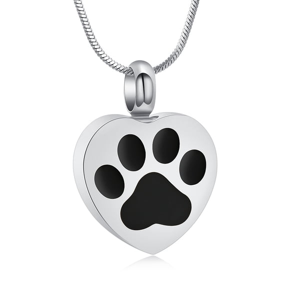 Pet Cremation Jewelry for Ashes Paw Print Pet Heart Urn Necklace Memorial Keepsake Jewelry for Pet/Dog's/Cat's Ashes Pendant