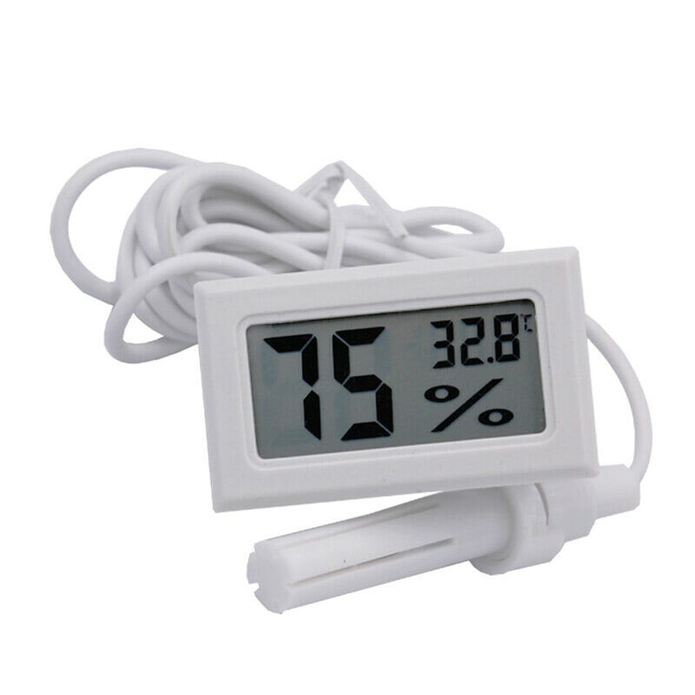 QIFEI Mini Digital Thermometer Hygrometer, LCD Monitor Temperature Outdoor  Humidity Meter with External Probe for Incubators, Brooders, Reptile Tank,  Aquarium, Fish Tank Black 