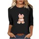 thumbnail image 2 of RKSTN Valentine's Gifts Women's 3/4 Sleeve T Shirts Top Oversized Crewneck Valentines Graphic Print Short Sleeve Shirt Womens Casual Solid Round Neck Loose Three Quarter Sleeve Shirt Spring Clothes, 2 of 7