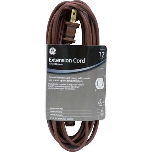Extension Cord, Indoor Brown with Tamper Guard, 12', 125V, 13A by Jasco