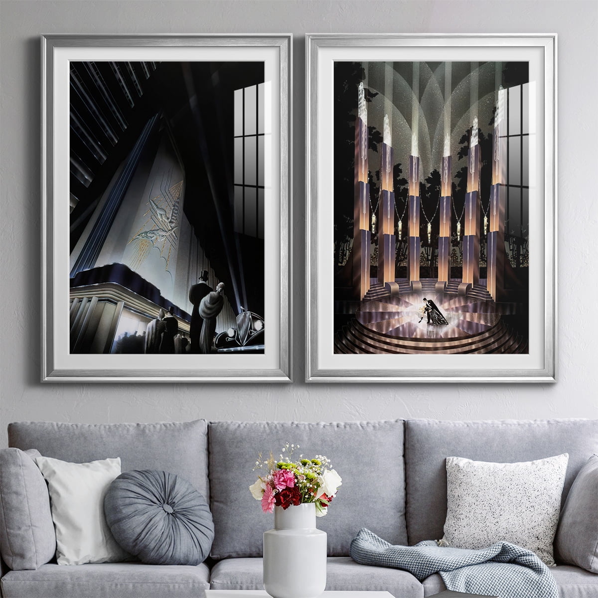 Wexford Home Nocturne Premium Framed Print, 26.5" x 36.5" - Ready to Hang, Silver (Set of 2)