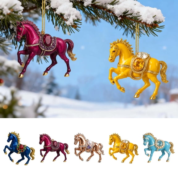 Moocorvic Horse Ornaments for Christmas Tree Hanging Decorations - Acrylic