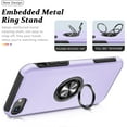 thumbnail image 3 of Shockproof Case for iPhone SE 3/SE 2020/7/8, [Embedded Finger Ring] Military Grade Phone Case Cover with Reinforced Metal Stand Kickstand [Support Magnetic Car Holder] for iPhone SE 3, Purple, 3 of 14