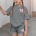 thumbnail image 3 of Robe d'Été avec Manches Manches Courtes Haut et Shorts Ensemble Deux Pièces pour Enfants Mignon Loisirs d'Été Col Rond, 3 of 6