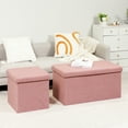 thumbnail image 5 of PINPLUS 15.7" Folding Storage Ottoman Sherpa Fabric, Perfect for Living Room and Bedroom Storage Solutions,Pink, 5 of 12