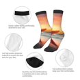 thumbnail image 3 of Zufioo Starfish Sunset Sea Beach Print Children's Mid-tube Socks, Contrast Color High Elastic Sports Socks - Sweat-absorbent, Warm, Suitable for Children Aged 6-10, 3 of 5