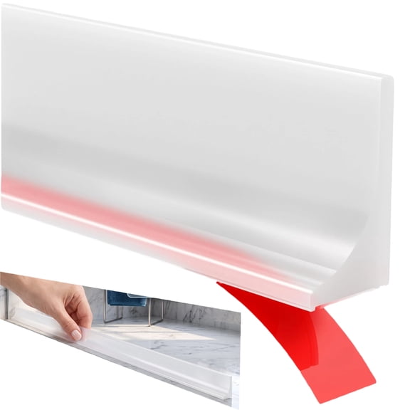 39" Shower Threshold Water Dam Silicone Shower Water Guard Collapsible Shower Door Bottom Seal Shower Splash Guard for Wet and Dry Separation