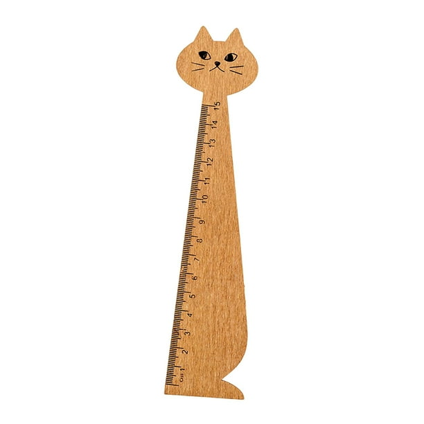 Regla de Papelería, Regla Linda, útiles Escolares, Herramienta de Medición Coreana, Regla con Forma de Gato Bonito, Regla de Madera Recta para Niños, Amarillo Sunnimix lindo gobernante