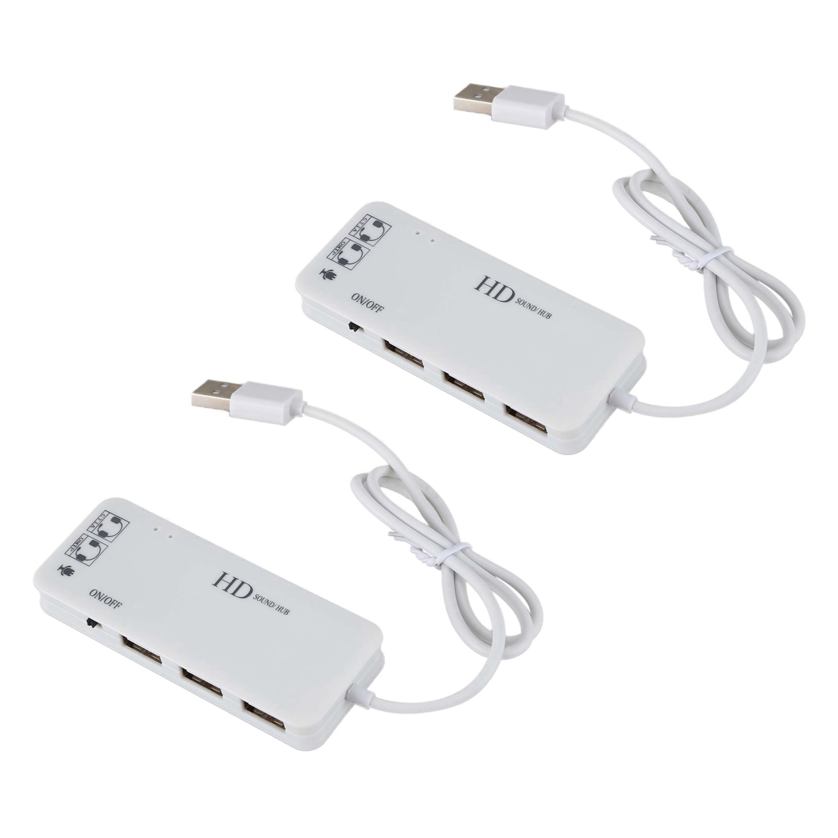 2X 3 Port USB 2.0 Hub External 7.1Ch Sound Card Headset Microphone