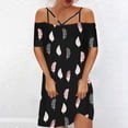 thumbnail image 1 of Mefallenssiah Mode Femmes Occasionnels Sexy Froid Épaule Impression Robe Manches Courtes d'Été, 1 of 4
