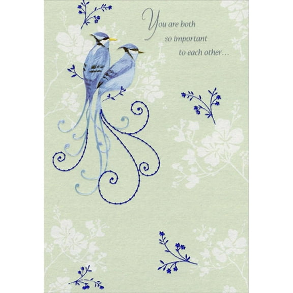 Designer Greetings 2 Bluejays on Shimmering Paper Anniversary Congratulations Card to Both : Couple