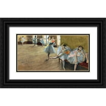 Degas, Edgar 32x18 Black Ornate Wood Framed with Double Matting Museum Art Print Titled - The Dance Class (detail)