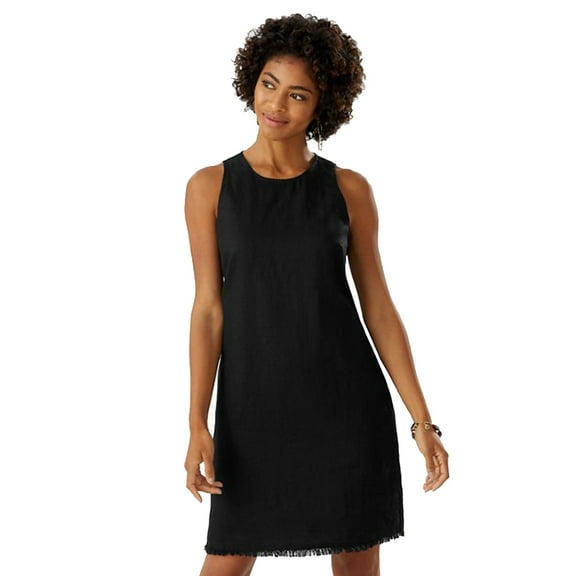 Tommy Bahama Women's Two Palms Linen Shift Dress, Black, Large