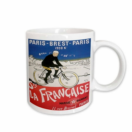 

3dRose La Francaise Paris France Vintage Bicycle Advertising Poster Ceramic Mug 15-ounce