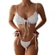 thumbnail image 2 of Txlixc Conjunto de traje de baño dividido para mujer, bikini con volantes+bragas con cordones+cobertores de malla Txlixc Moda, 2 of 8