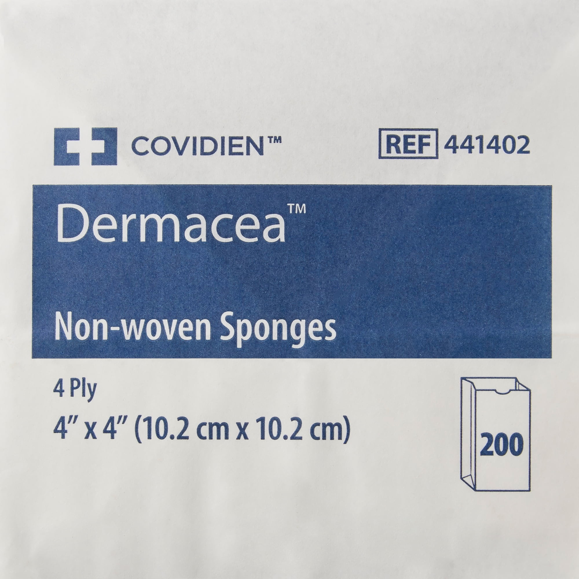 Dermacea Non-Woven Sponges, Non-Sterile, 4-Ply Gauze Dressing, 4 in X 4 in, 200 per Pack, 10 Packs, 2000 Total