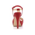 thumbnail image 2 of BLISSFUL STEP Women T Strap Slingback Platform Stiletto Heel Sandals Red 9.5, 2 of 8