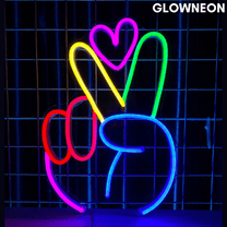 Glowneon Victory Hand Neon Sign, Peace Hand Led Sign, Gifts For LGBT