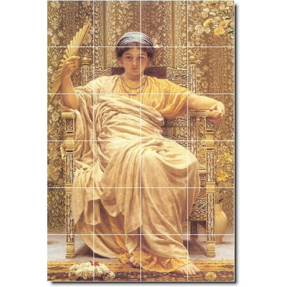 Ceramic Tile Mural-Albert Moore Women Painting 8. 17" w x 25.5" h using (24) 4.25 x 4.25 ceramic tiles