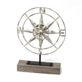 thumbnail image 1 of Stratton Home Decor Compas en Métal Accent Décoratif W / Base en Bois, 1 of 4